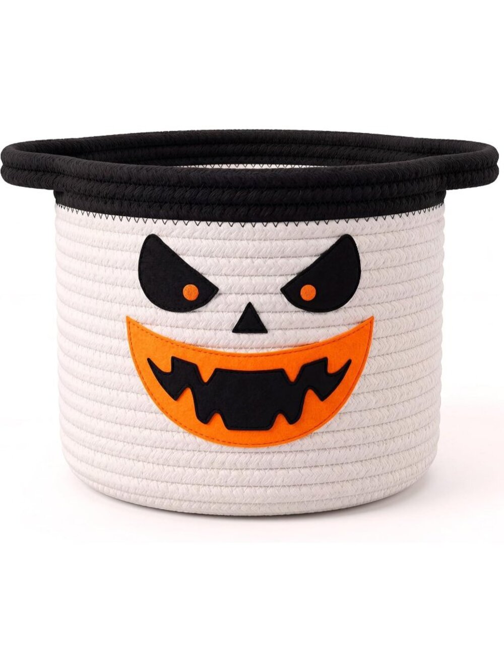 🎃Halloween Basket for Kids Pumpkin Trick or Treat Buckets with Handle White
